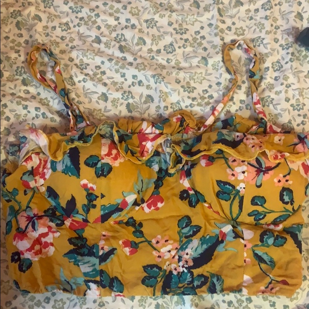 Yellow floral crop top